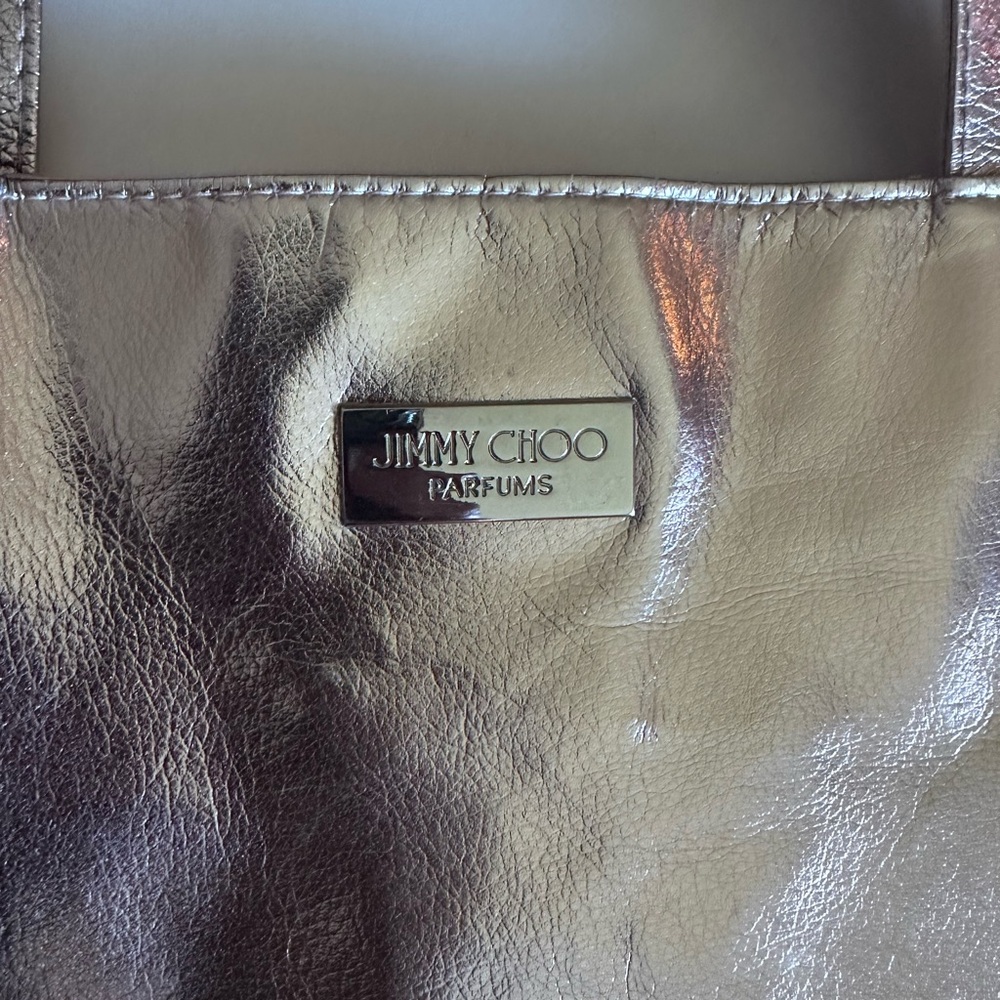 Jimmy Choo Gold and Pink Tote Bag with Leather Handles - Picture 2 of 11